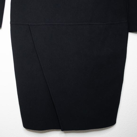 RICK OWENS Black Scarpa Pocket Faux Wrap Skirt Knit Midi Pencil Dress SZ 6 US - Picture 9 of 11